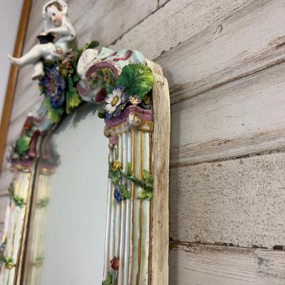 Antique MEISSEN Putti Cherub Mirror