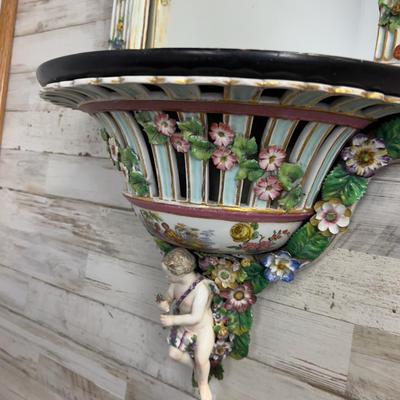 Antique MEISSEN Putti Cherub Mirror