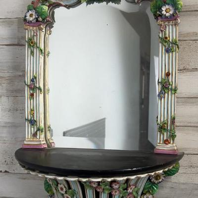 Antique MEISSEN Putti Cherub Mirror
