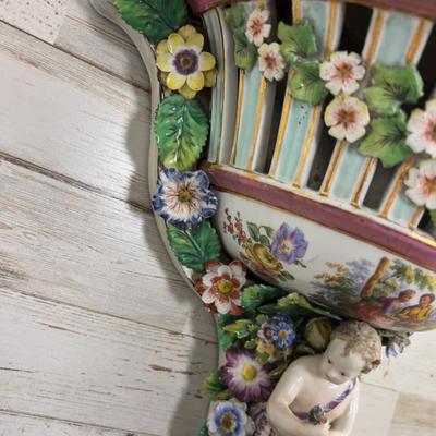 Antique MEISSEN Putti Cherub Mirror