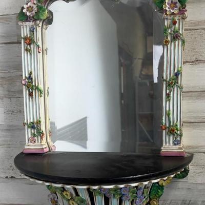 Antique MEISSEN Putti Cherub Mirror