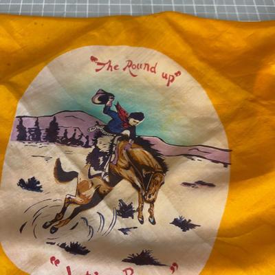 MOST AWESOME Silk  Cowboy Scarf "Let'er Buck" LOVELY Village around the Edge