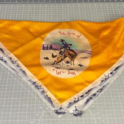 MOST AWESOME Silk  Cowboy Scarf "Let'er Buck" LOVELY Village around the Edge