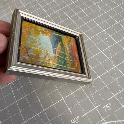 Antique Miniature Oil  "Aspens in the Fall"