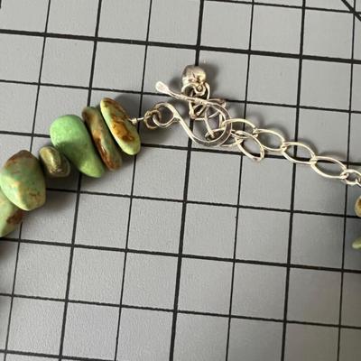 Vintage Jay King DTR Sterling 925 Green Brown Turquoise Necklace/Choker 17" 