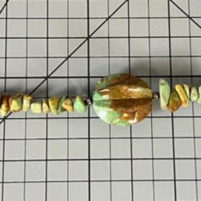 Vintage Jay King DTR Sterling 925 Green Brown Turquoise Necklace/Choker 17" 