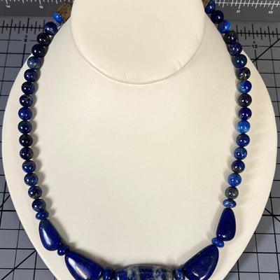 DTR by Jay King Choker Lapis Lazuli Graduated Stones .925 Clasp 19" 