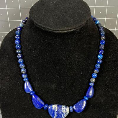 DTR by Jay King Choker Lapis Lazuli Graduated Stones .925 Clasp 19" 
