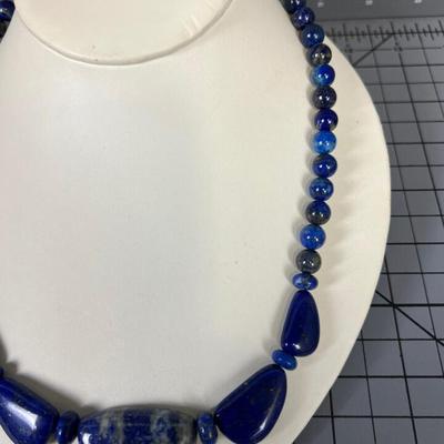 DTR by Jay King Choker Lapis Lazuli Graduated Stones .925 Clasp 19" 