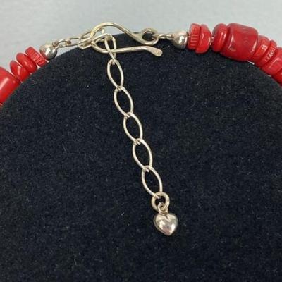 RED CORAL & STERLING JAY KING DTR DESIGNER SIGNED 20 GRADUATED NECKLACE