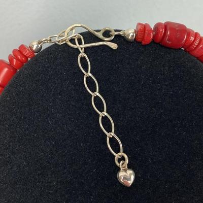 RED CORAL & STERLING JAY KING DTR DESIGNER SIGNED 20 GRADUATED NECKLACE