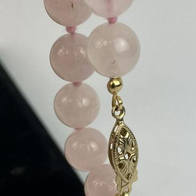 vintage PINK ROSE QUARTZ BEAD NECKLACE