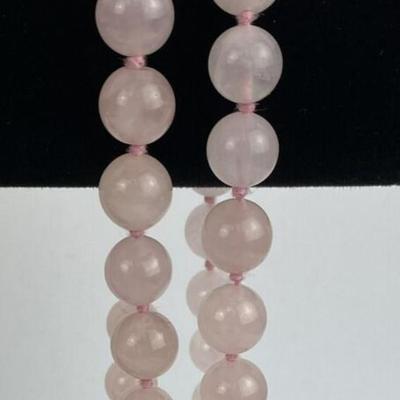 vintage PINK ROSE QUARTZ BEAD NECKLACE