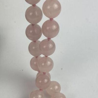 vintage PINK ROSE QUARTZ BEAD NECKLACE