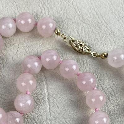 vintage PINK ROSE QUARTZ BEAD NECKLACE
