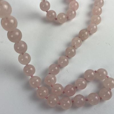 vintage PINK ROSE QUARTZ BEAD NECKLACE