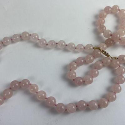 vintage PINK ROSE QUARTZ BEAD NECKLACE