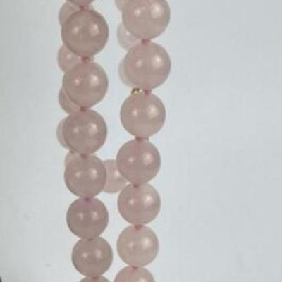 vintage PINK ROSE QUARTZ BEAD NECKLACE