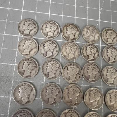 25 Mercury Dimes 