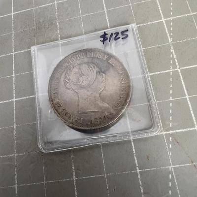 1854 Spanish 20 Reale's Silver Coin