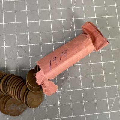 Partial Roll of 1919 Wheat Pennies 