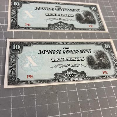 (2) WWII Japanese 10 PESO Phillipines 