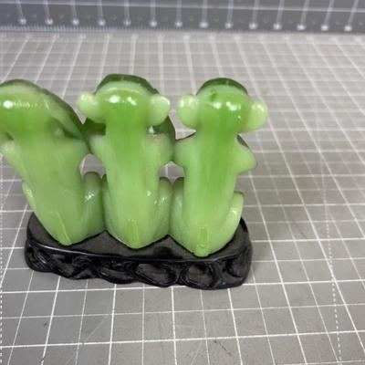 (1) Ceramic Monkeys Hear no, See No, Speak No Evil Meant to look Like JADE