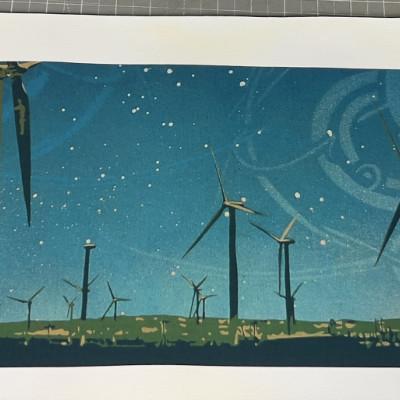 Fabulous Screen Art Print of Wind Mills