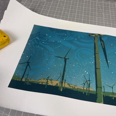 Fabulous Screen Art Print of Wind Mills