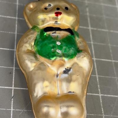 Mercury Glass Bear w/ Green Vest 