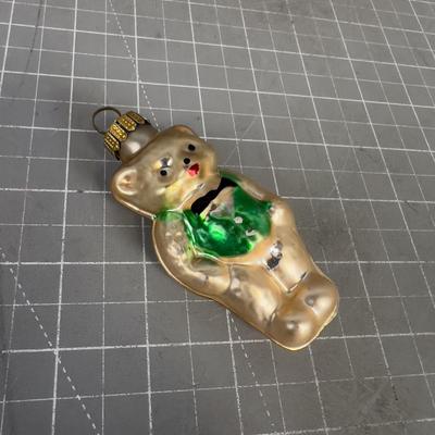 Mercury Glass Bear w/ Green Vest 