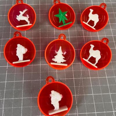 (7) 1960's Dear, Tree, Santa & Camel Plastic Ornament
