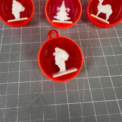(7) 1960's Dear, Tree, Santa & Camel Plastic Ornament