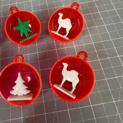 (7) 1960's Dear, Tree, Santa & Camel Plastic Ornament