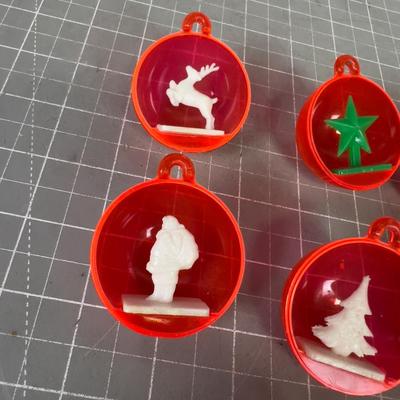 (7) 1960's Dear, Tree, Santa & Camel Plastic Ornament