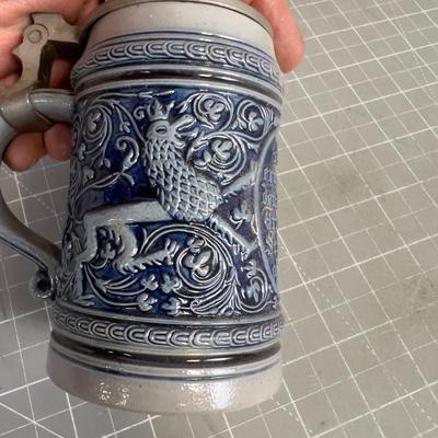 Collection of Antique GERMAN Steins with Pewter Lids (5) 