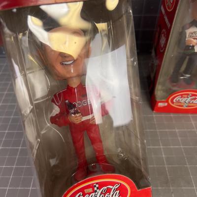 2 Coca-Cola NASCAR Bobble HEADS  NEW in the Box 