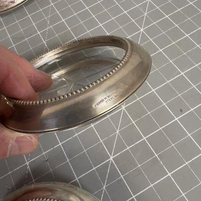 12 Sterling Silver and Glass Coasters 