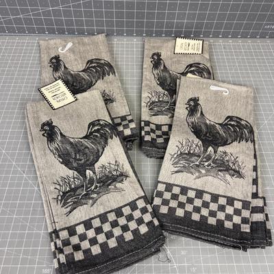 4 Sets of 2 NEW Kitchen Rooster 8 Total, GRAY 