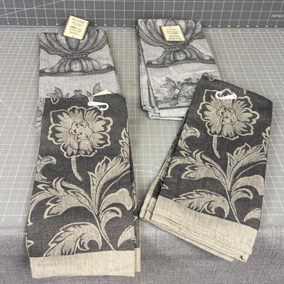 4 Sets of 2 NEW Kitchen Floral and a Fruit Bowl 8 Total, GRAY 
