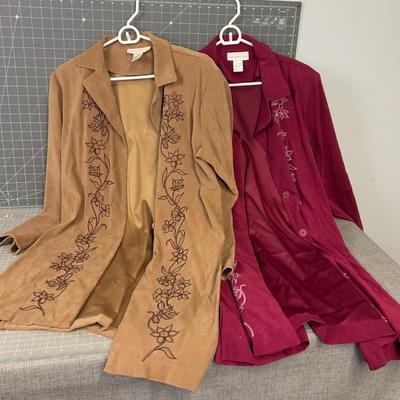 (2) Susan Graver Suit Jackets, Embroidered 