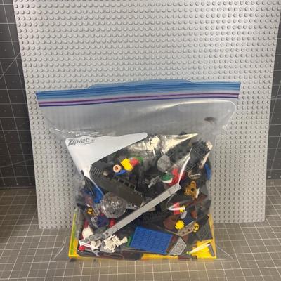 Box of Loose LEGOS and LEGO Board