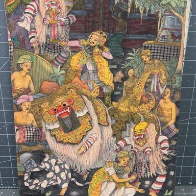 Hindu Fabric Panel, Stretched on Wood