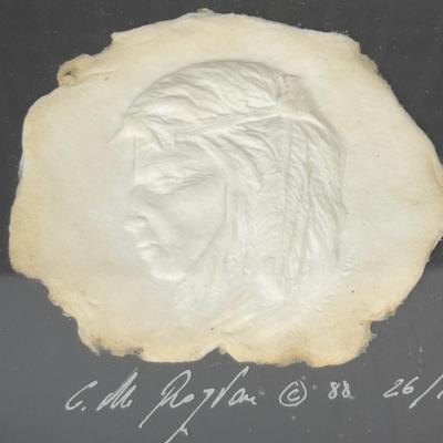 Mixed, Relief, Hand Made Paper? Signed, Framed, Under Glass