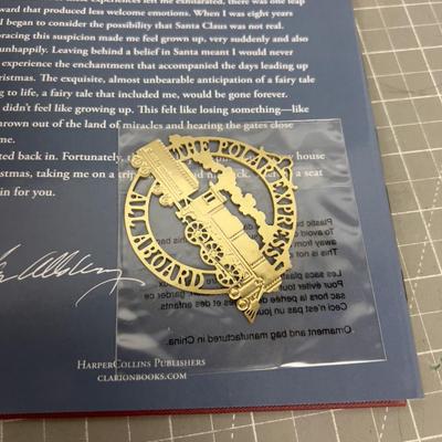 Polar Express Book, Signed and Personalized With Gold Ornament