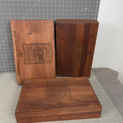 3 Pine Boxes of LEHI MILL BRANDED