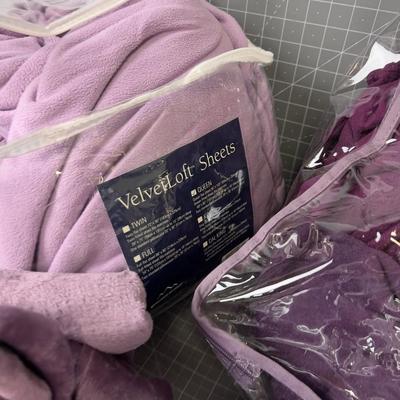 Fleece, Wine & Lavender Color Queen Sheet and Pillowcase