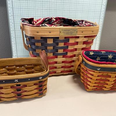 3 patriotic Longaberger baskets