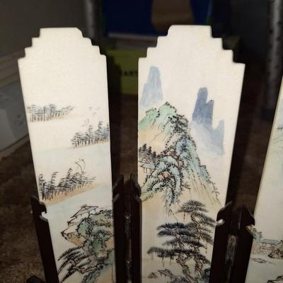 Vintage 5 panels Mini Chinese Folding Screen