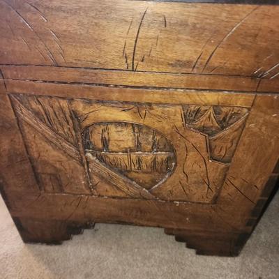 Antique hand carved trunk.